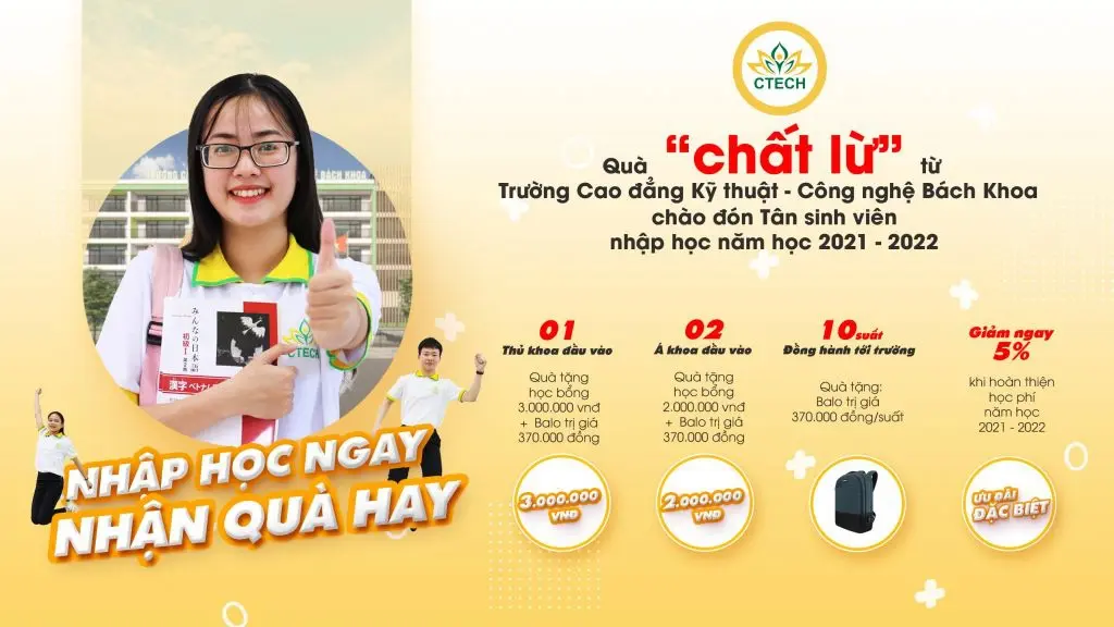 "Nhập học ngay - Nhận quà hay" chào đón tân sinh viên CTECH năm học 2021- 2022