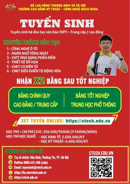 Thông báo tuyển sinh các ngành học tại CTECH