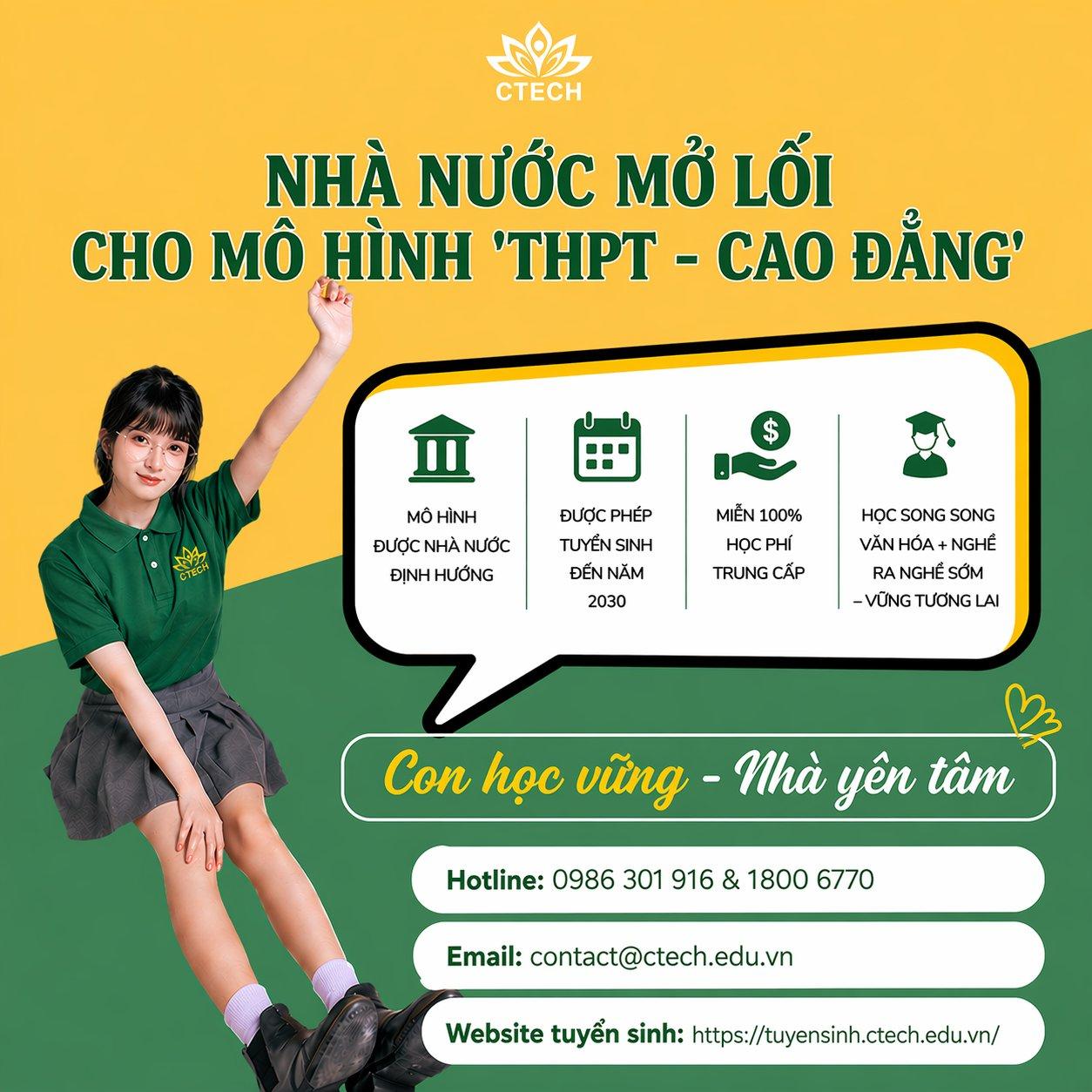 Mô hình THPT - Cao đẳng: Xu hướng giáo dục bền vững được Nhà nước khuyến khích